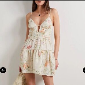 LoveShackFancy Floral Cream Mini Dress
